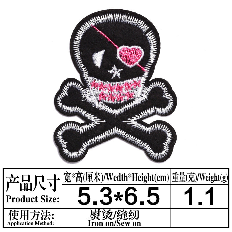 Wholesale Skull Embroidered Patch Set 9 Pcs Fashion Decorative Badge For ets Hats Shoes Casual DIY Accessory