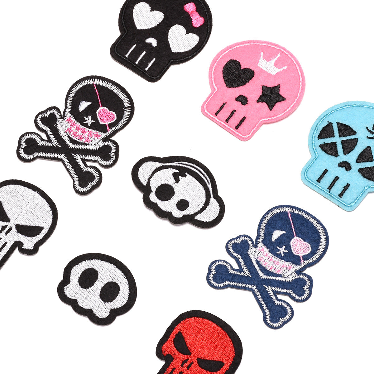 Wholesale Skull Embroidered Patch Set 9 Pcs Fashion Decorative Badge For ets Hats Shoes Casual DIY Accessory