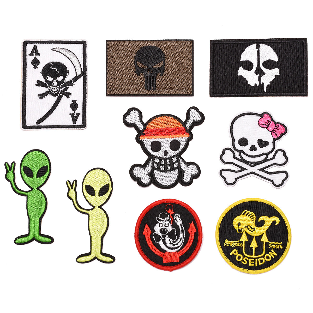 Wholesale Skull Pattern Embroidered Patch Set 9 Pieces Cloth Badges For Clothing Decoration DIY Craft Everyday Use