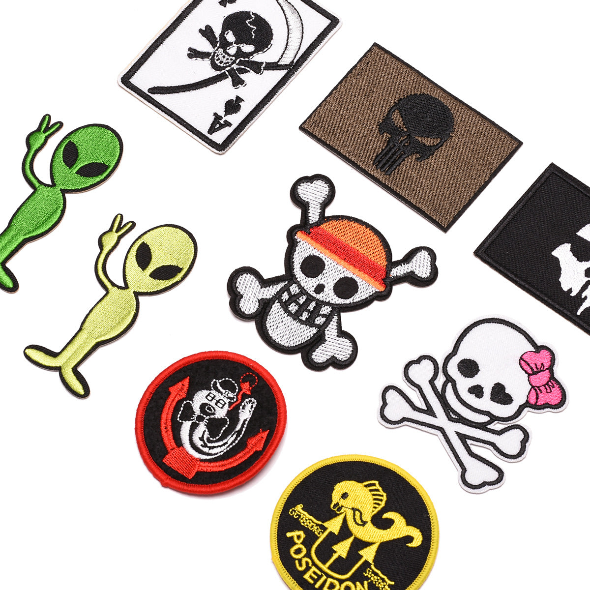 Wholesale Skull Pattern Embroidered Patch Set 9 Pieces Cloth Badges For Clothing Decoration DIY Craft Everyday Use