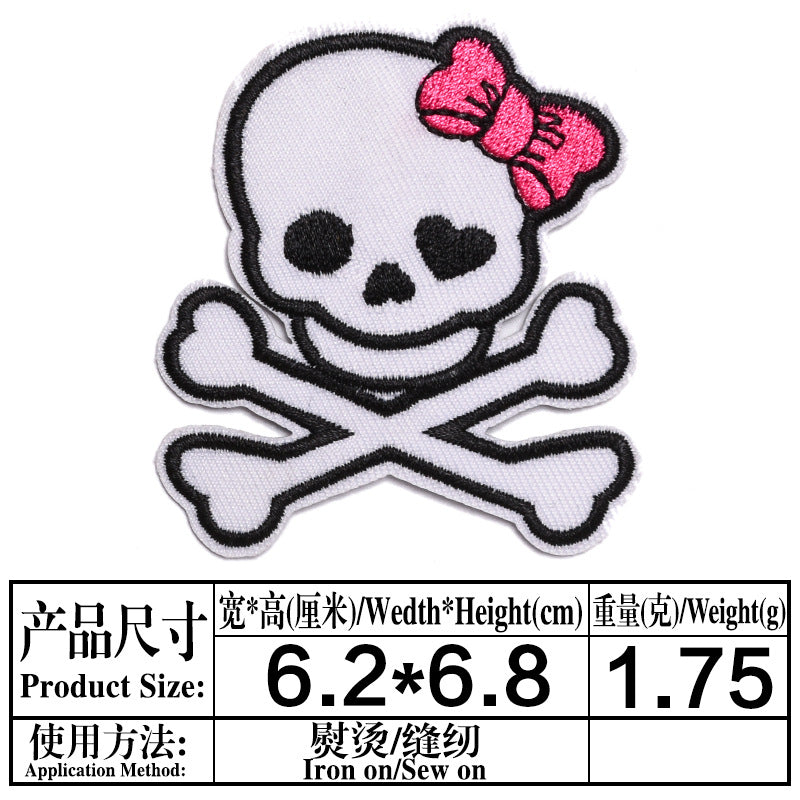 Wholesale Skull Pattern Embroidered Patch Set 9 Pieces Cloth Badges For Clothing Decoration DIY Craft Everyday Use