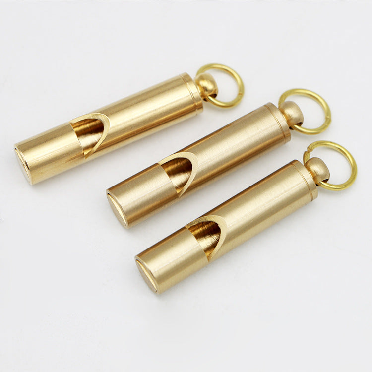 Wholesale Pure Brass Outdoor Survival Retro Whistle Keychain Accessories