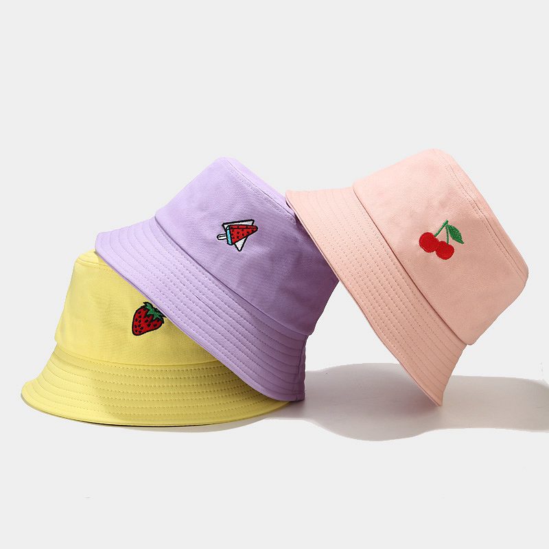 Wholesale Cotton Fruit Pattern Embroidery Bucket Hat