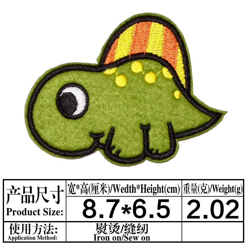 Wholesale Cartoon Dinosaur Embroidered Cloth Patches For Kids Clothing Cute Animal Sew On Decorative Fashion Accessory