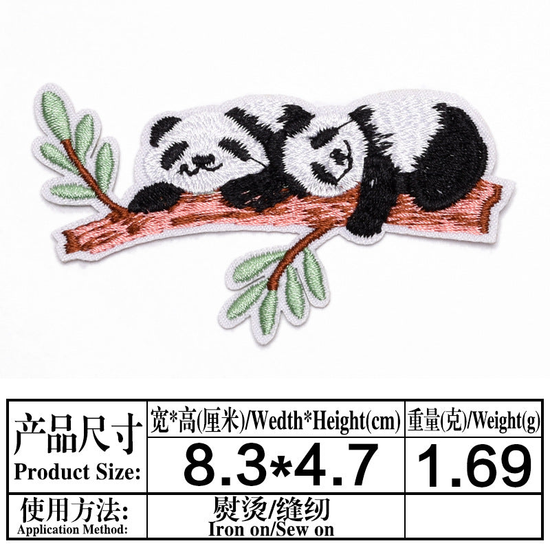 Wholesale Stylish Cute Panda Embroidered Self Adhesive Cloth Patch For Kids Clothing DIY Craft Decorative Accent