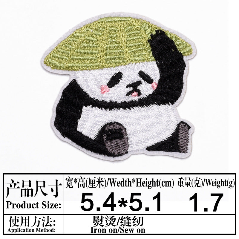 Wholesale Stylish Cute Panda Embroidered Self Adhesive Cloth Patch For Kids Clothing DIY Craft Decorative Accent