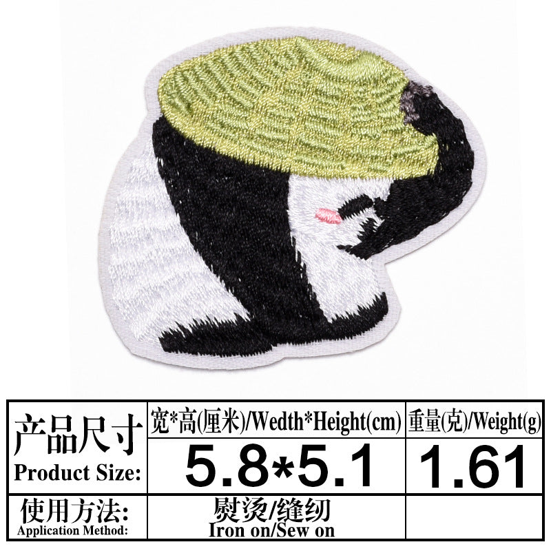 Wholesale Stylish Cute Panda Embroidered Self Adhesive Cloth Patch For Kids Clothing DIY Craft Decorative Accent