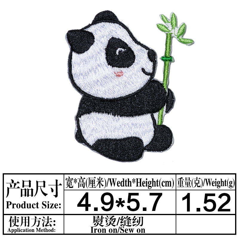 Wholesale Stylish Cute Panda Embroidered Self Adhesive Cloth Patch For Kids Clothing DIY Craft Decorative Accent