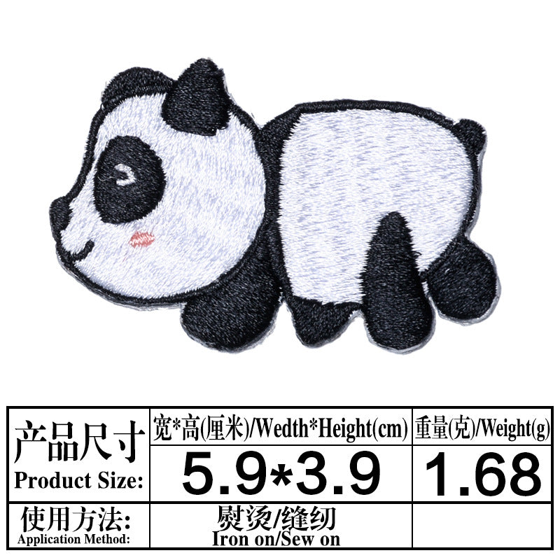 Wholesale Stylish Cute Panda Embroidered Self Adhesive Cloth Patch For Kids Clothing DIY Craft Decorative Accent