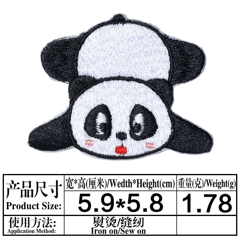 Wholesale Stylish Cute Panda Embroidered Self Adhesive Cloth Patch For Kids Clothing DIY Craft Decorative Accent