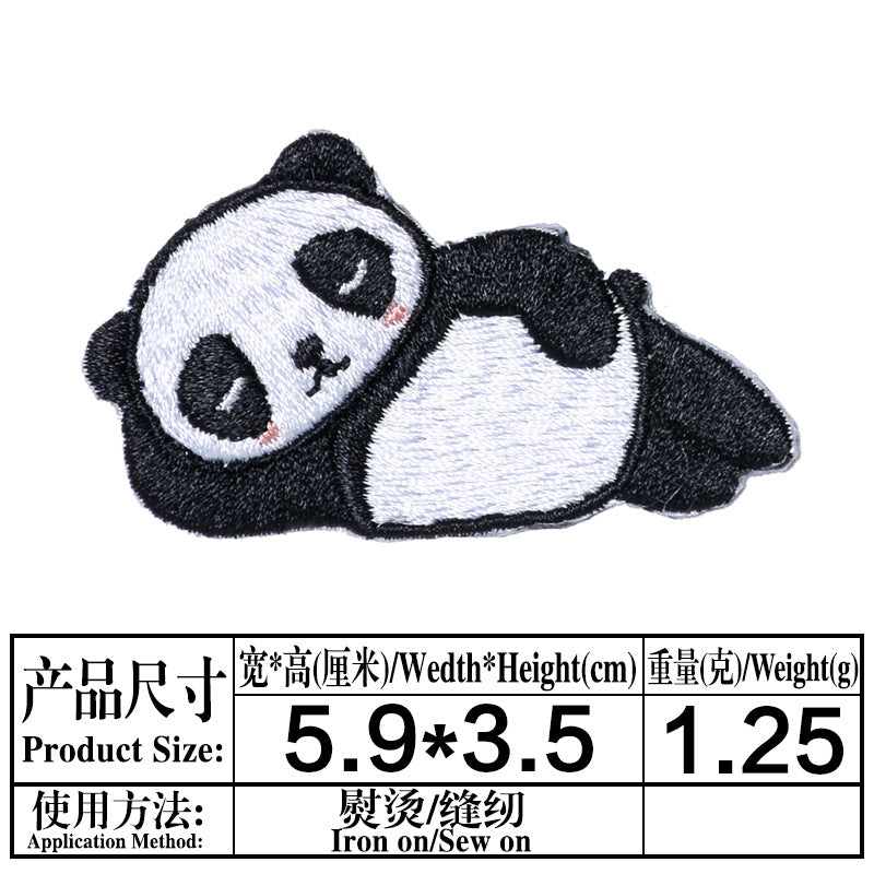 Wholesale Stylish Cute Panda Embroidered Self Adhesive Cloth Patch For Kids Clothing DIY Craft Decorative Accent