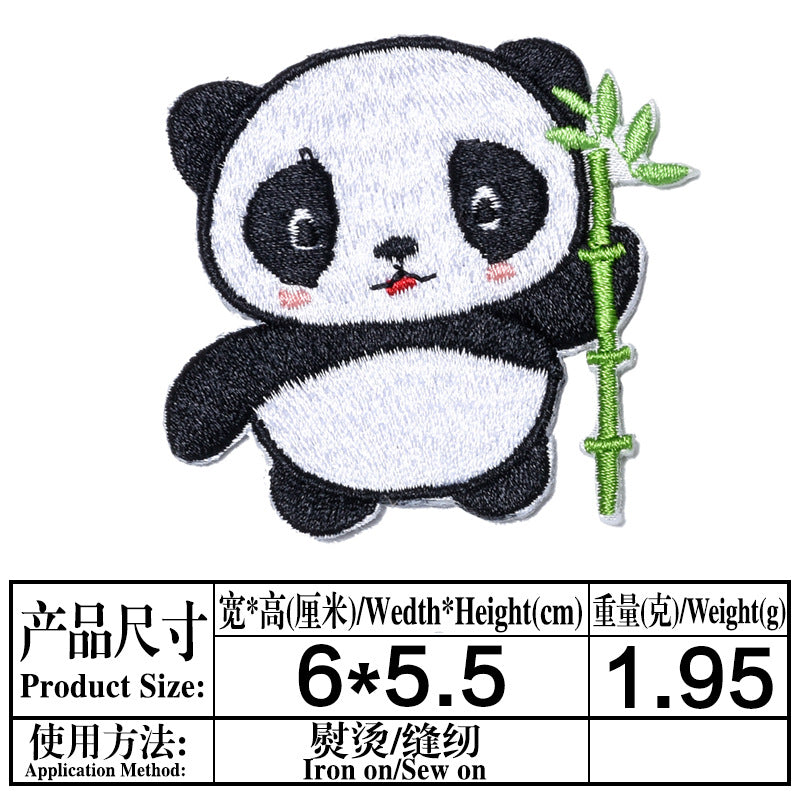 Wholesale Stylish Cute Panda Embroidered Self Adhesive Cloth Patch For Kids Clothing DIY Craft Decorative Accent