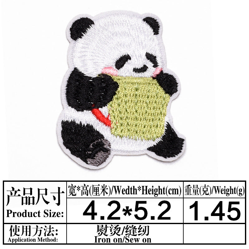 Wholesale Stylish Cute Panda Embroidered Self Adhesive Cloth Patch For Kids Clothing DIY Craft Decorative Accent