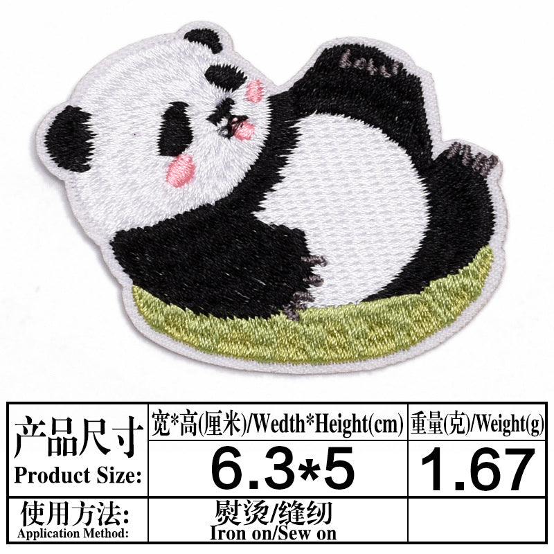 Wholesale Stylish Cute Panda Embroidered Self Adhesive Cloth Patch For Kids Clothing DIY Craft Decorative Accent