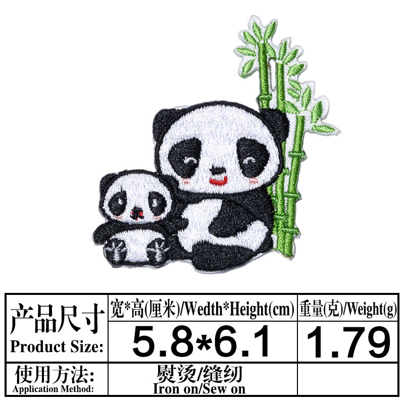 Wholesale Stylish Cute Panda Embroidered Self Adhesive Cloth Patch For Kids Clothing DIY Craft Decorative Accent