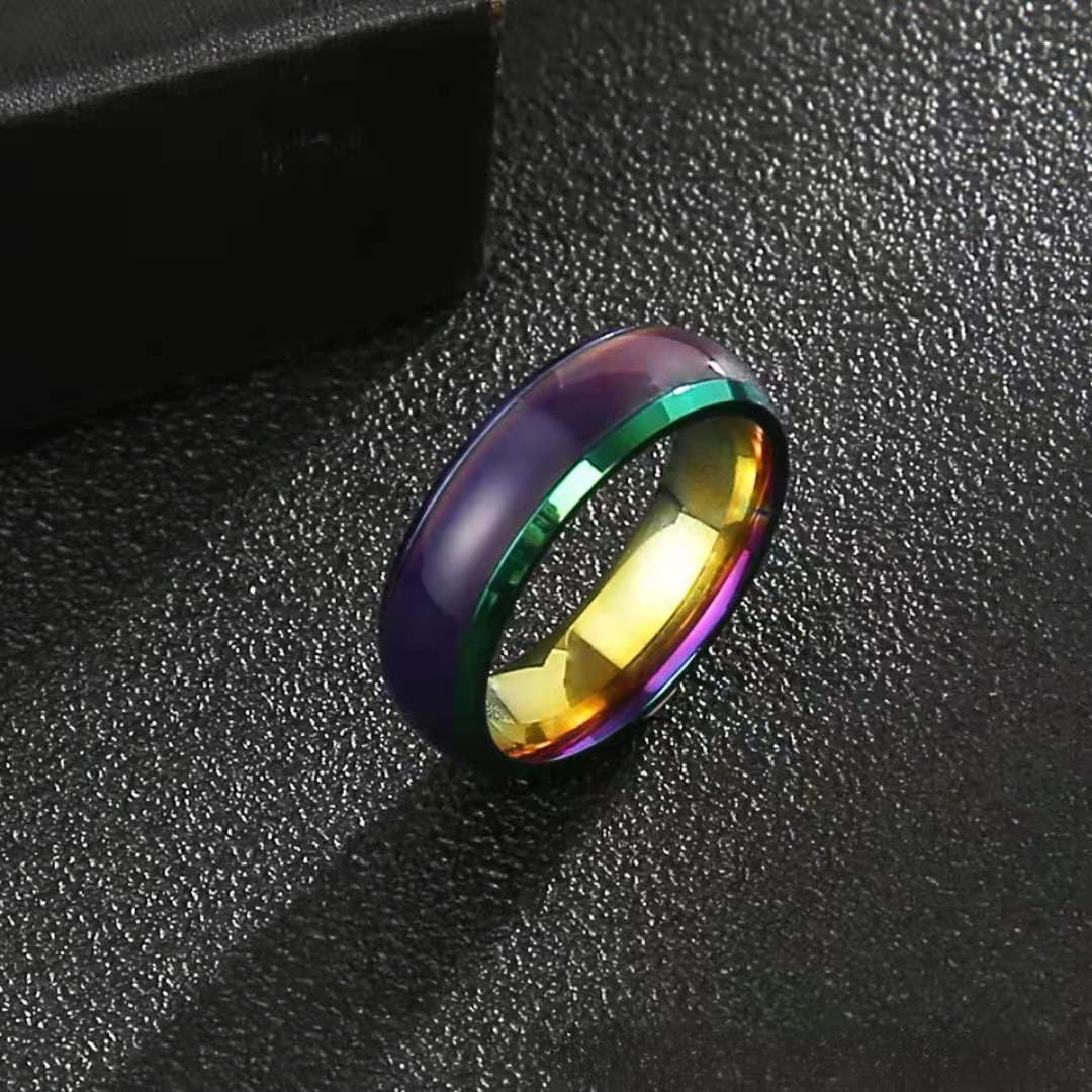 Wholesale Stainless Steel Men's Hip Hop Titanium Steel Thermochromic Finger Ring Retro Ring