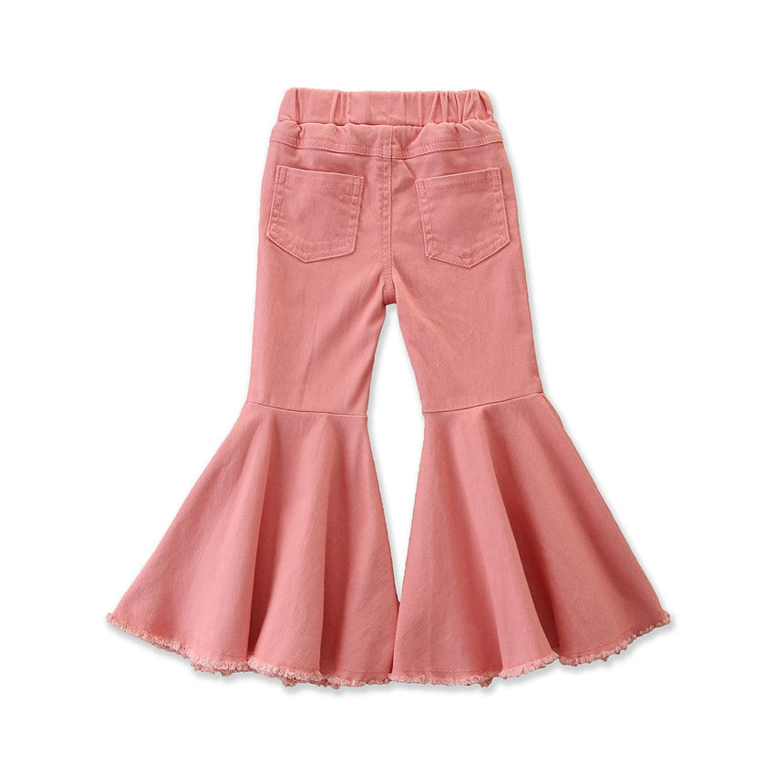 Wholesale Polyester Ripped Bell Bottoms for Kids