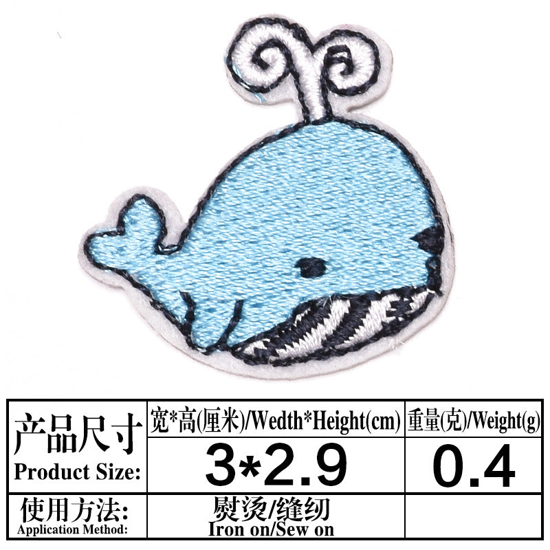 Wholesale Cute Cartoon Ocean Animal Fabric Patches Crab Lobster Whale Kids Clothing DIY Decorative Accessory Gift