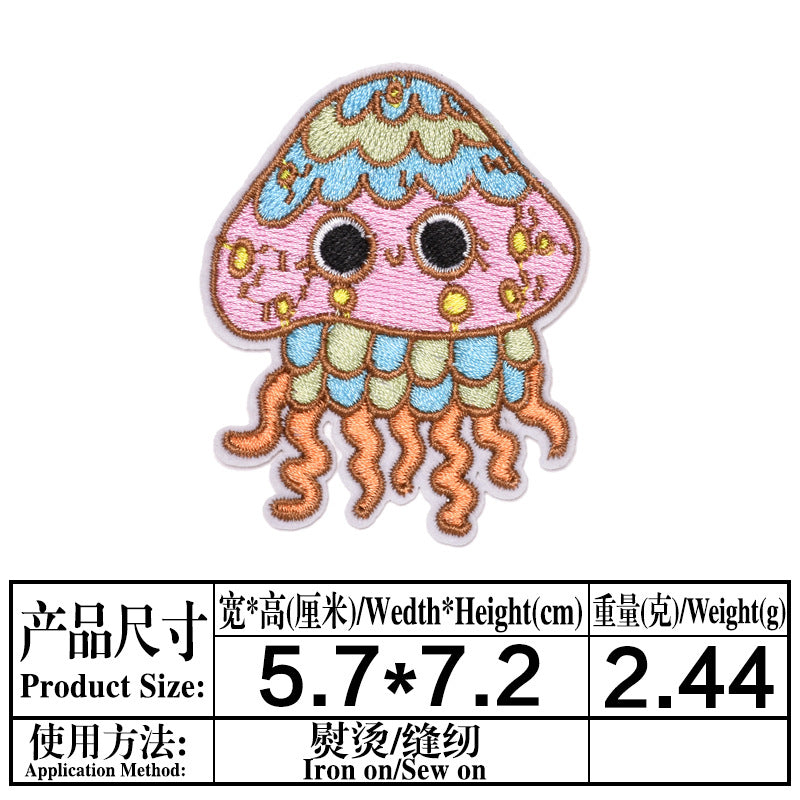 Wholesale Cute Cartoon Ocean Animal Fabric Patches Crab Lobster Whale Kids Clothing DIY Decorative Accessory Gift