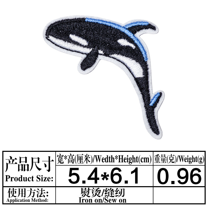 Wholesale Cute Cartoon Ocean Animal Fabric Patches Crab Lobster Whale Kids Clothing DIY Decorative Accessory Gift