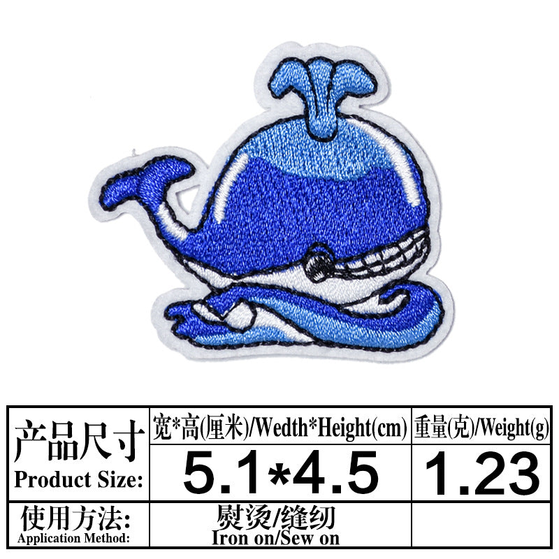 Wholesale Cute Cartoon Ocean Animal Fabric Patches Crab Lobster Whale Kids Clothing DIY Decorative Accessory Gift