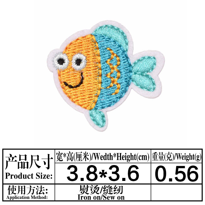 Wholesale Cute Cartoon Ocean Animal Fabric Patches Crab Lobster Whale Kids Clothing DIY Decorative Accessory Gift