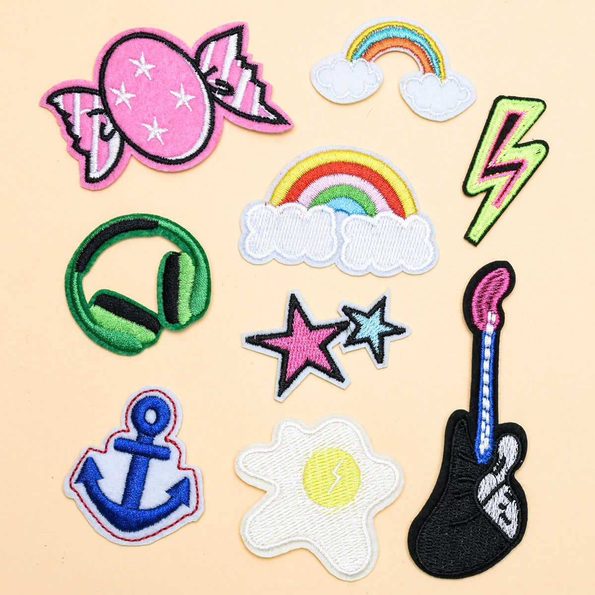 Wholesale Cloth Embroidered Patches Rainbow Cartoon 9 Pack For Clothing Bags Hats DIY Decorative Accessory