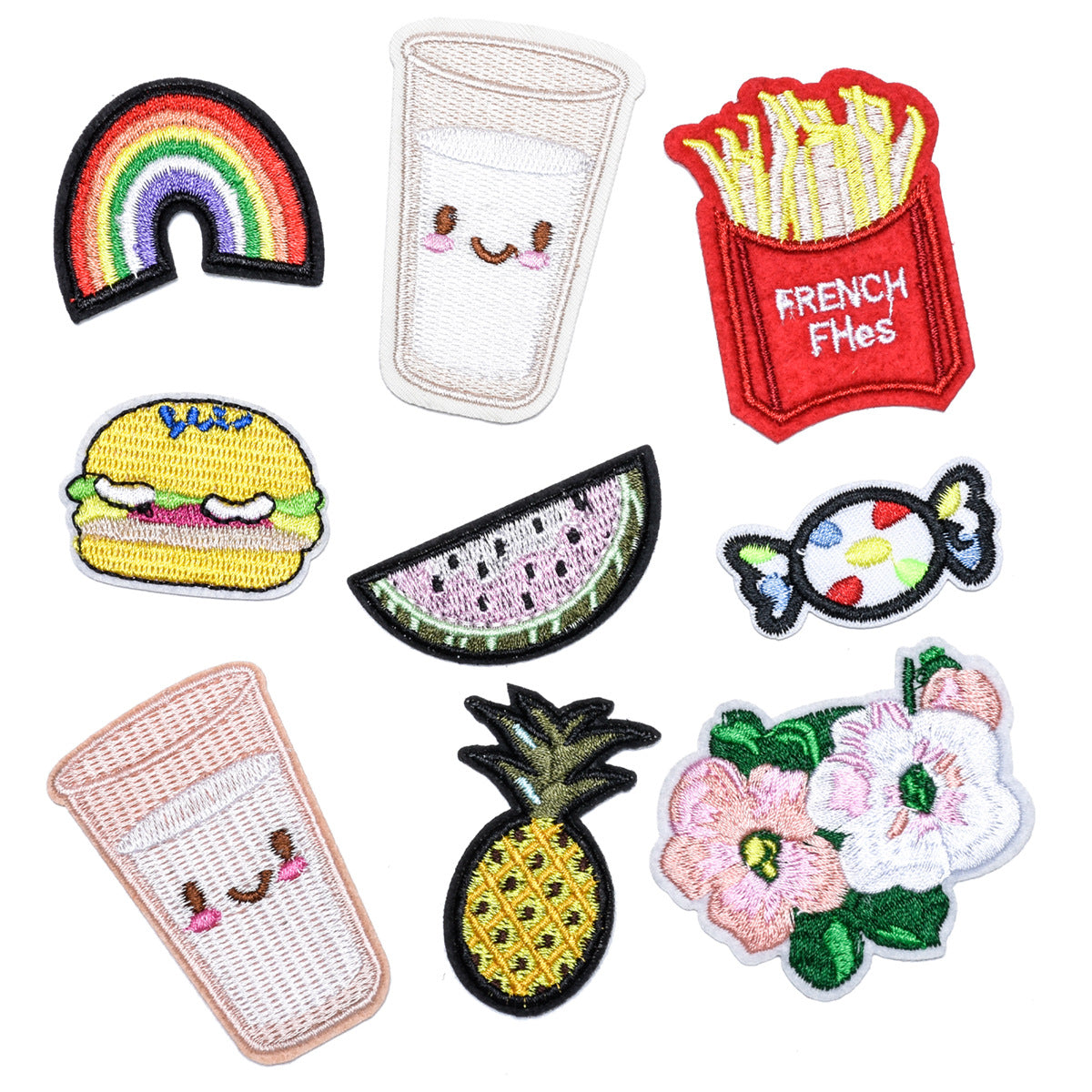 Wholesale 9 Piece Cloth Rainbow Butterfly Embroidered Patches Cartoon DIY Clothing Decorative Gift Set