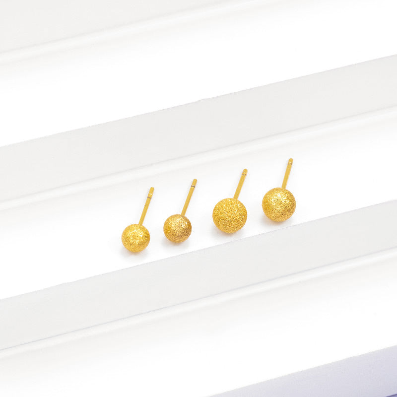 Wholesale Copper Gold Plated Matte Smooth Round Mini Exquisite Simple Earrings