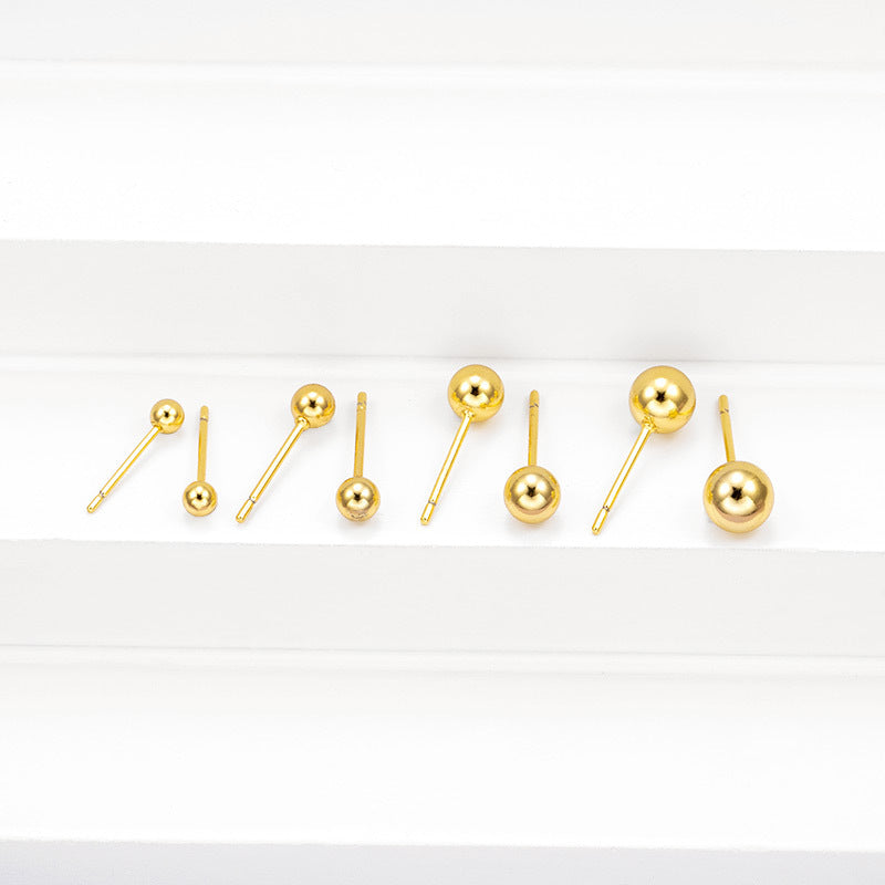 Wholesale Copper Gold Plated Matte Smooth Round Mini Exquisite Simple Earrings