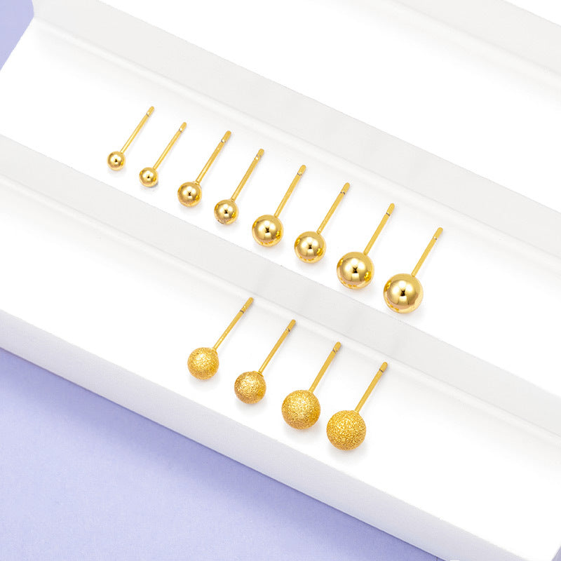 Wholesale Copper Gold Plated Matte Smooth Round Mini Exquisite Simple Earrings