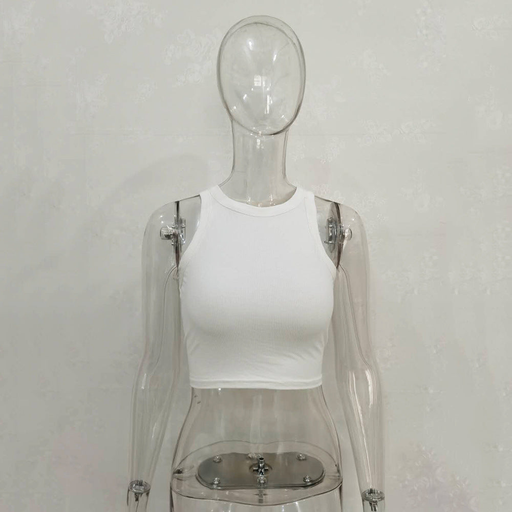 Wholesale Fashionable and Versatile Solid Color Sleeveless Bottoming Vest T-shirt