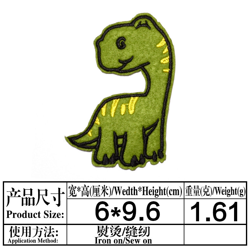 Wholesale Cartoon Dinosaur Embroidered Cloth Patches For Kids Clothing Cute Animal Sew On Decorative Fashion Accessory