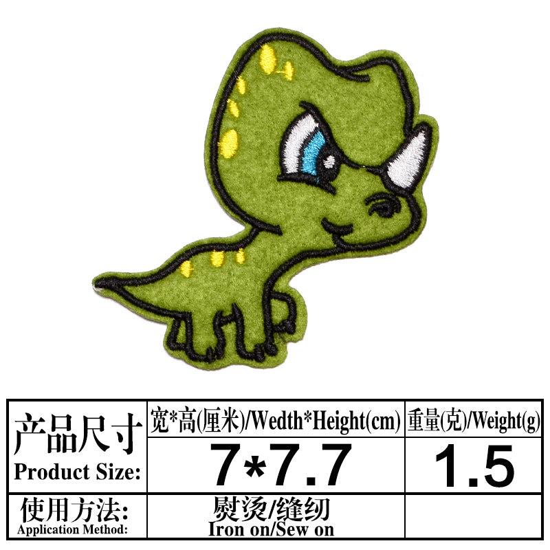 Wholesale Cartoon Dinosaur Embroidered Cloth Patches For Kids Clothing Cute Animal Sew On Decorative Fashion Accessory