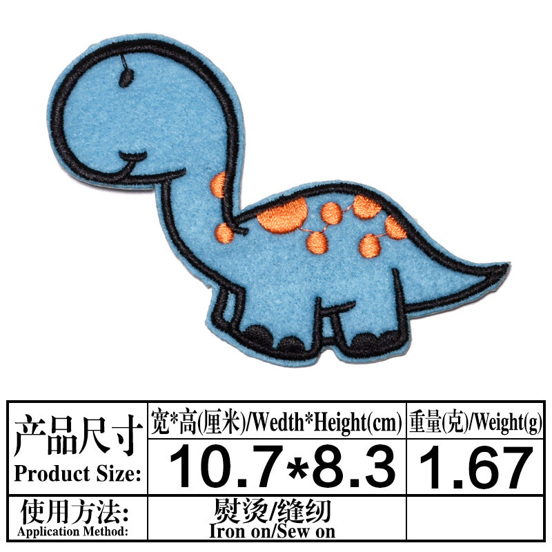 Wholesale Cartoon Dinosaur Embroidered Cloth Patches For Kids Clothing Cute Animal Sew On Decorative Fashion Accessory