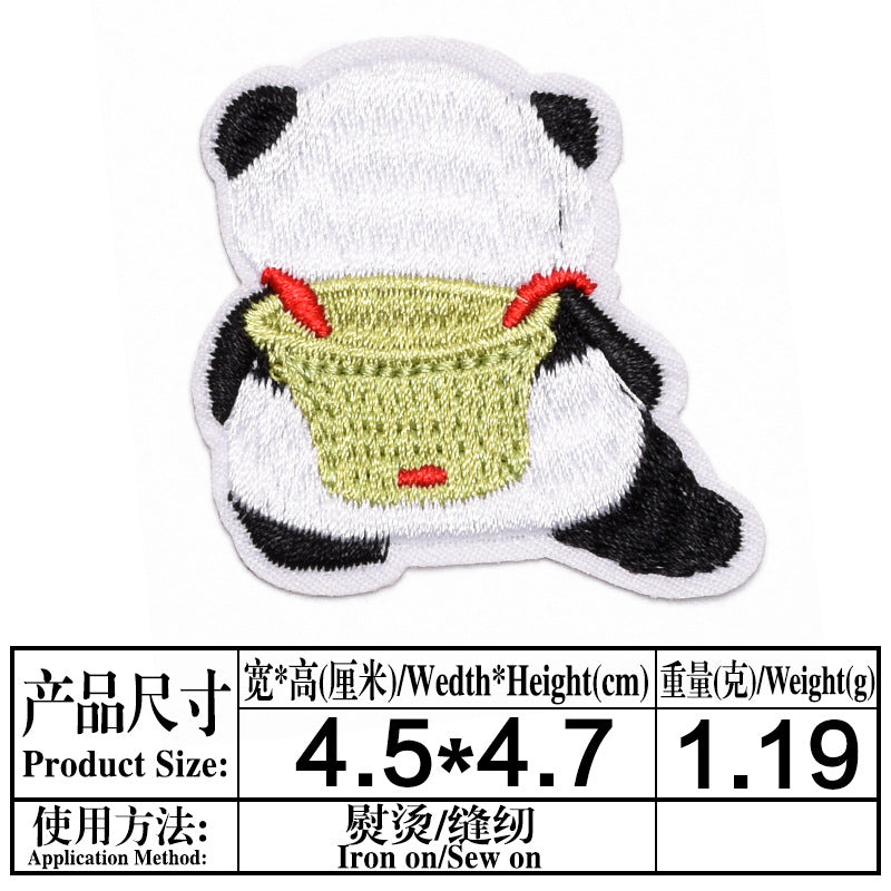 Wholesale Stylish Cute Panda Embroidered Self Adhesive Cloth Patch For Kids Clothing DIY Craft Decorative Accent