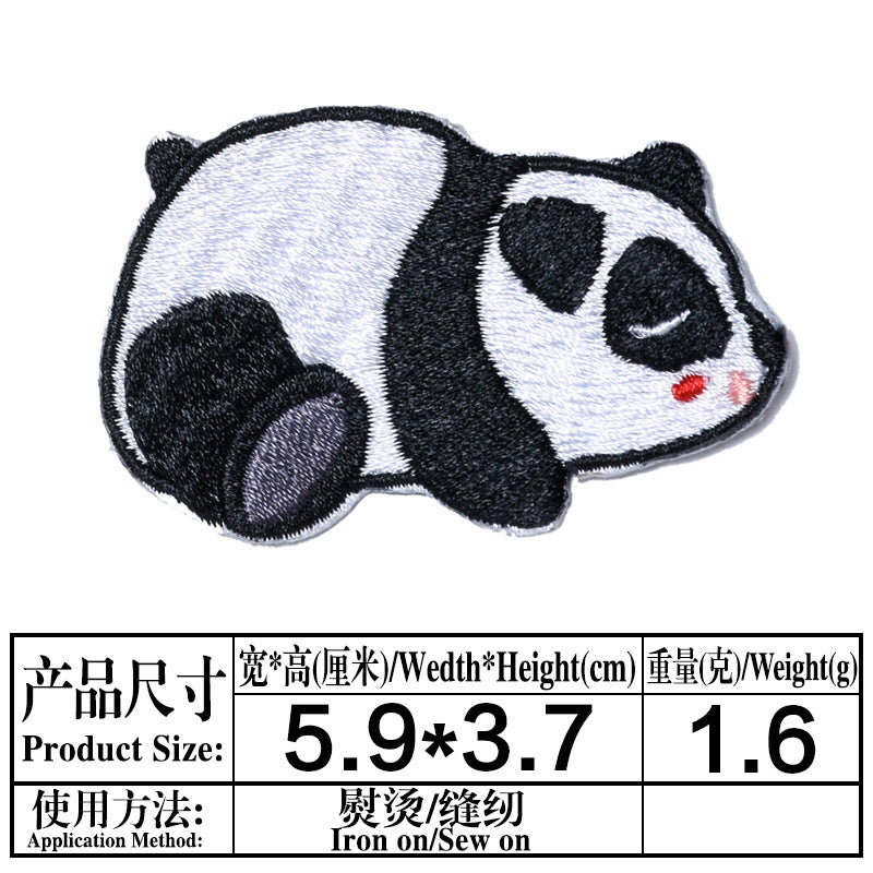 Wholesale Stylish Cute Panda Embroidered Self Adhesive Cloth Patch For Kids Clothing DIY Craft Decorative Accent