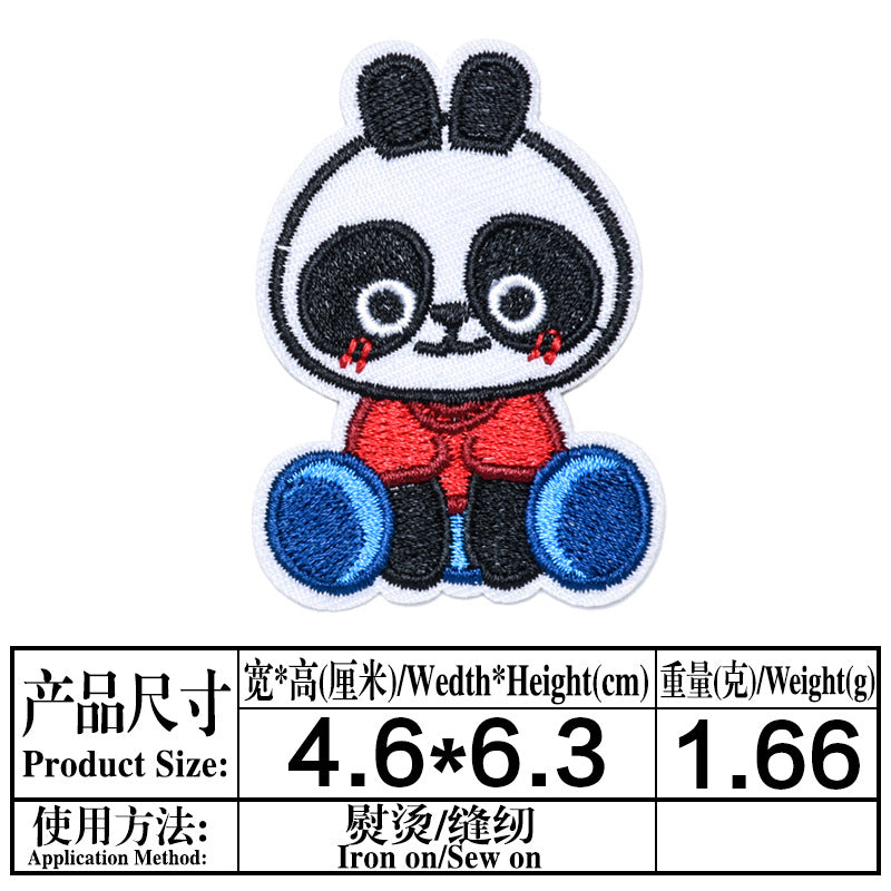Wholesale Stylish Cute Panda Embroidered Self Adhesive Cloth Patch For Kids Clothing DIY Craft Decorative Accent
