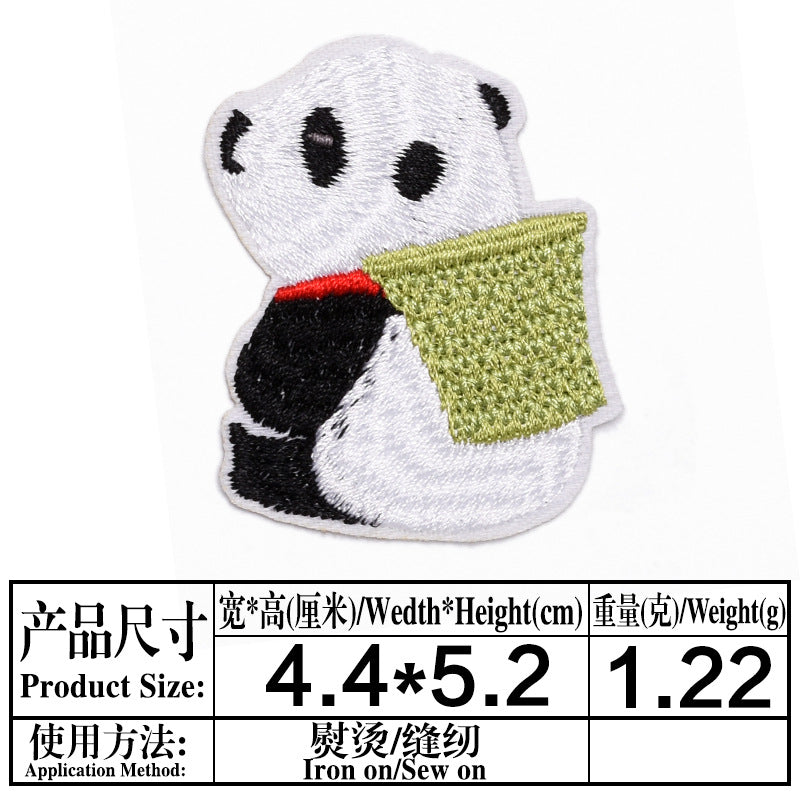 Wholesale Stylish Cute Panda Embroidered Self Adhesive Cloth Patch For Kids Clothing DIY Craft Decorative Accent