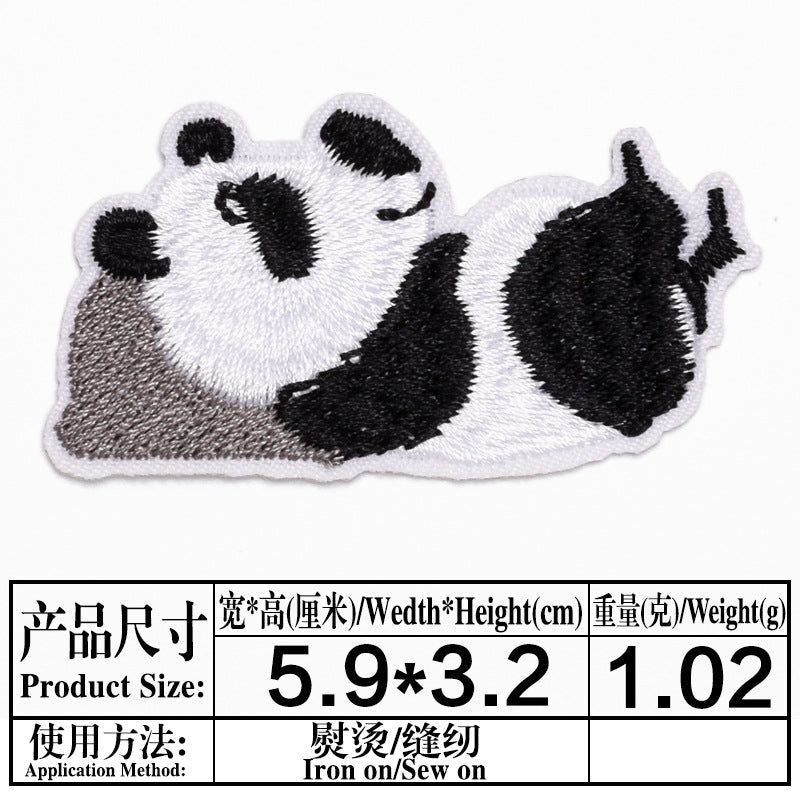 Wholesale Stylish Cute Panda Embroidered Self Adhesive Cloth Patch For Kids Clothing DIY Craft Decorative Accent