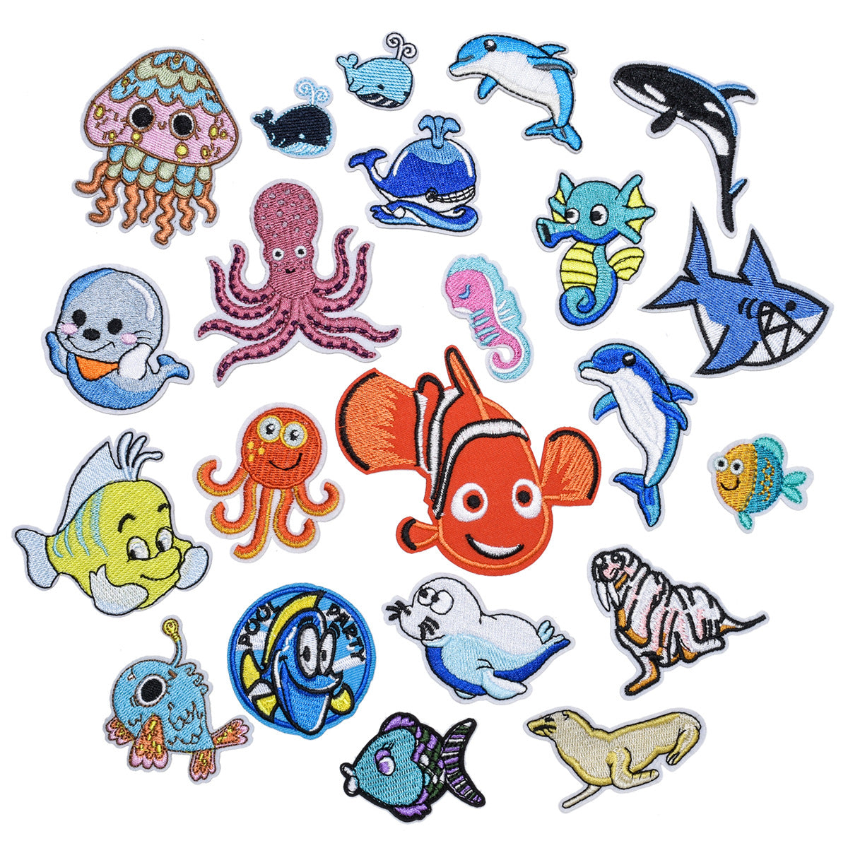 Wholesale Cute Cartoon Ocean Animal Fabric Patches Crab Lobster Whale Kids Clothing DIY Decorative Accessory Gift
