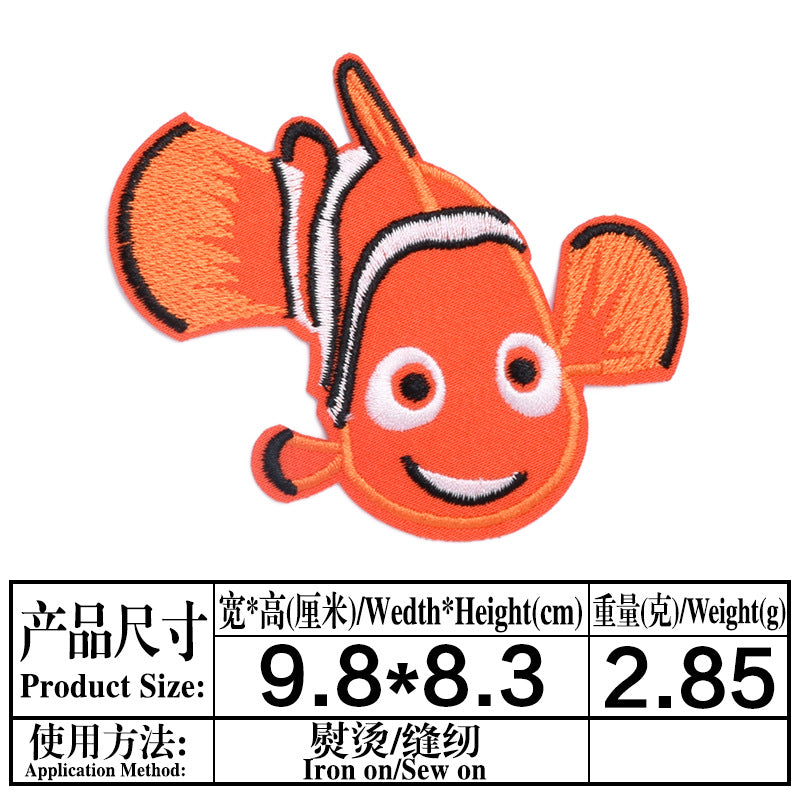 Wholesale Cute Cartoon Ocean Animal Fabric Patches Crab Lobster Whale Kids Clothing DIY Decorative Accessory Gift