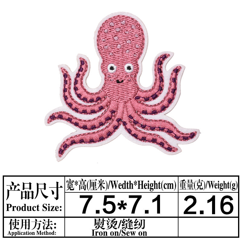 Wholesale Cute Cartoon Ocean Animal Fabric Patches Crab Lobster Whale Kids Clothing DIY Decorative Accessory Gift