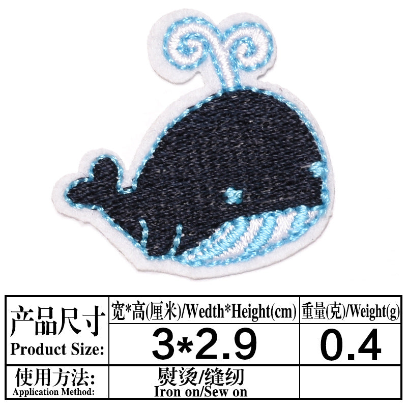 Wholesale Cute Cartoon Ocean Animal Fabric Patches Crab Lobster Whale Kids Clothing DIY Decorative Accessory Gift