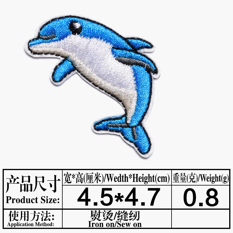 Wholesale Cute Cartoon Ocean Animal Fabric Patches Crab Lobster Whale Kids Clothing DIY Decorative Accessory Gift
