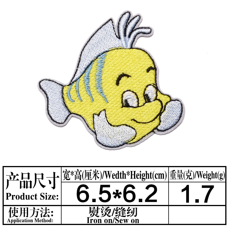 Wholesale Cute Cartoon Ocean Animal Fabric Patches Crab Lobster Whale Kids Clothing DIY Decorative Accessory Gift
