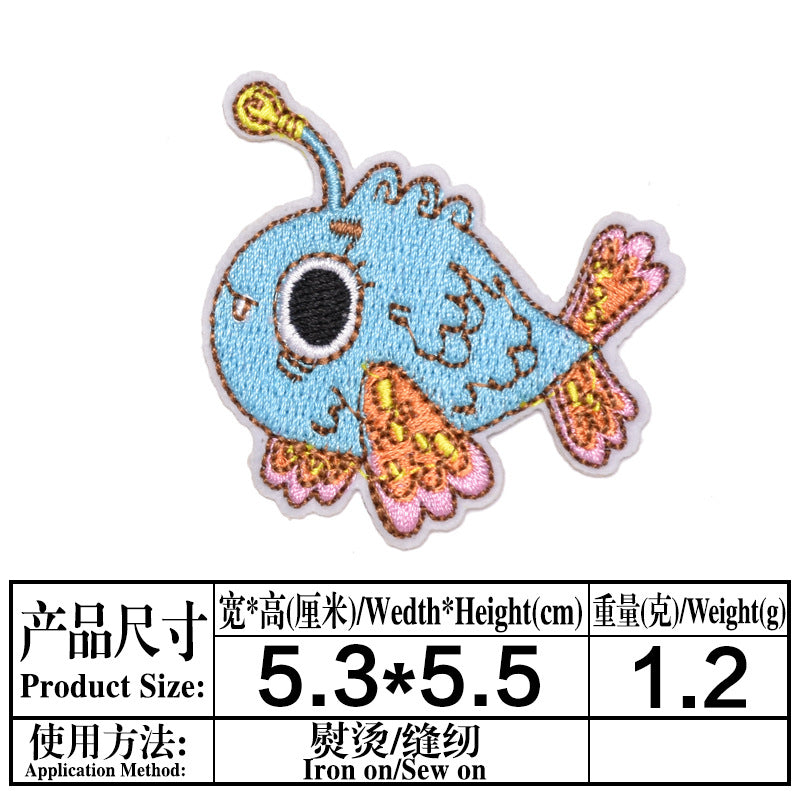 Wholesale Cute Cartoon Ocean Animal Fabric Patches Crab Lobster Whale Kids Clothing DIY Decorative Accessory Gift