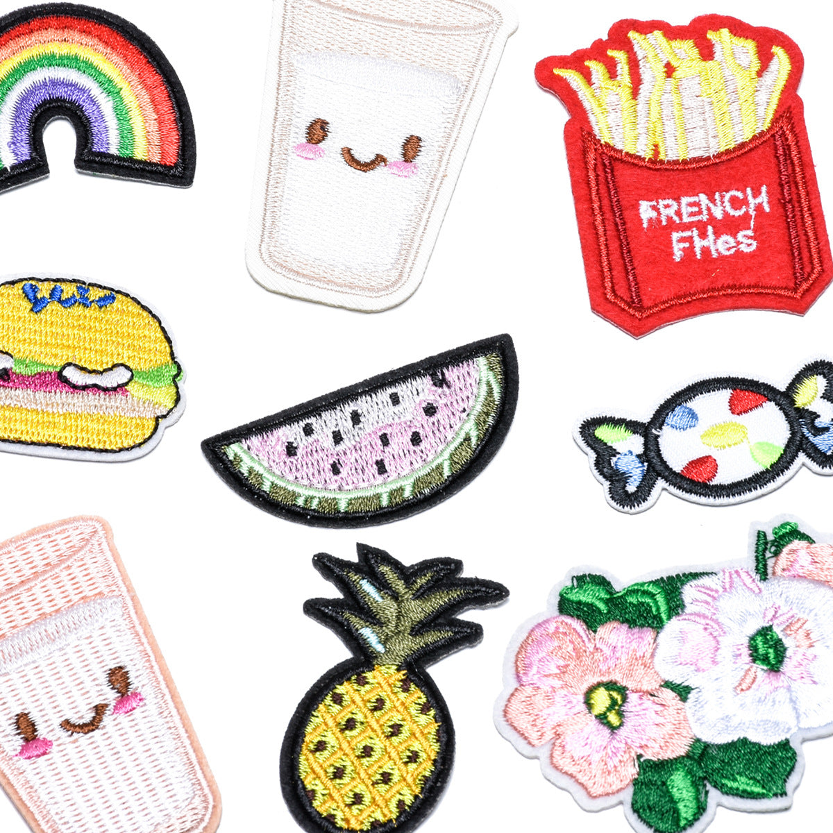 Wholesale 9 Piece Cloth Rainbow Butterfly Embroidered Patches Cartoon DIY Clothing Decorative Gift Set