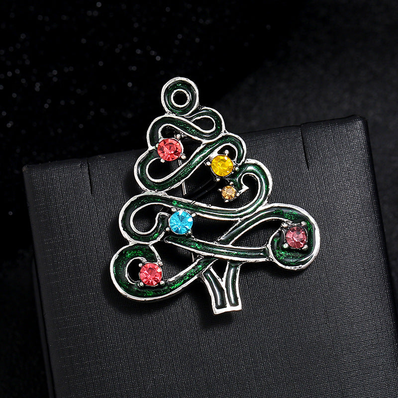 Wholesale Christmas Oil Drop Corsage Rhinestone Alloy Brooch