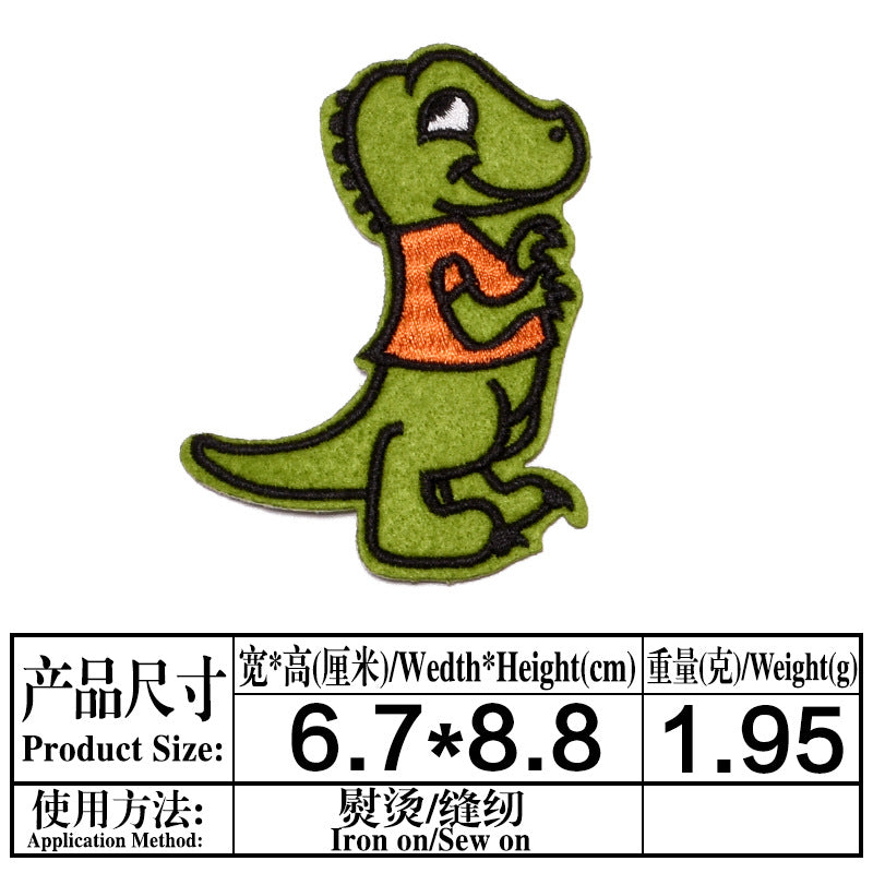 Wholesale Cartoon Dinosaur Embroidered Cloth Patches For Kids Clothing Cute Animal Sew On Decorative Fashion Accessory